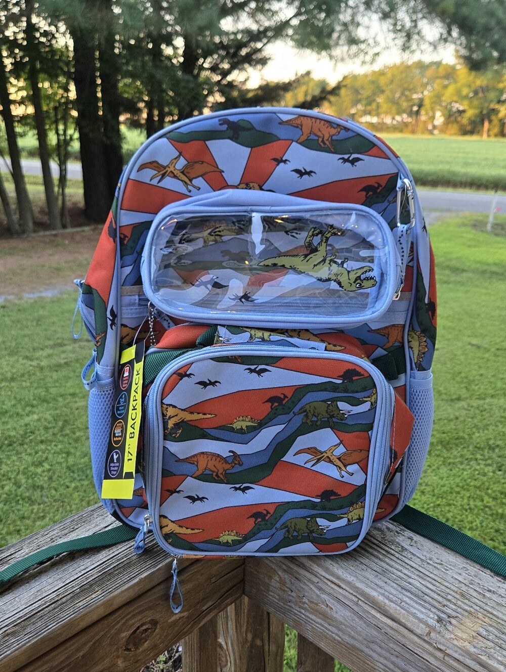Kids Dinosaur 4pc Backpack - Matching Lunchbox, Keychain, And Pencil Pouch